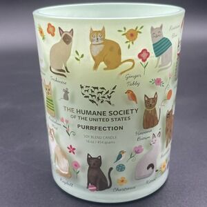 Humane Society Purrfection Cat Candle 16oz Soy Blend Glass Jar Green